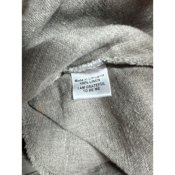 Women’s Flax 100% Linen Pants Small Beige Button Side Pocket - Picture 3 of 7